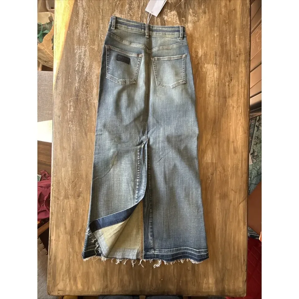 GANNI Tint Edge Faded Wash Organic Denim Maxi Skirt – EU 36 / US 4 NWT